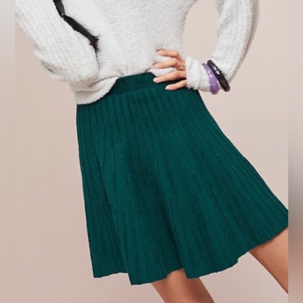 Excellent condition, Anthropologie | Meadow Rue Green Knit Skater Skirt